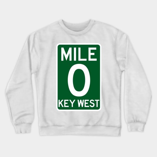 Mile 0 Key West Florida A1A Crewneck Sweatshirt by TravelTime